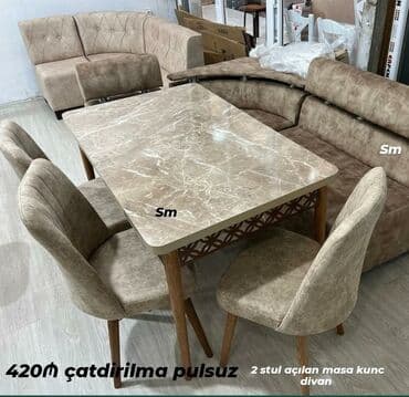 Masa və oturacaq dəstləri: Mətbəx üçün, Yeni, Açılan, Dördbucaq masa, 2 stul — 2
