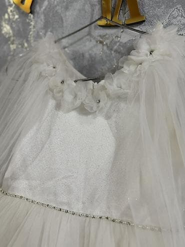 uşaq oyuncağı: Ağ rəngli qız uşağı üçün ziyafət donu - Model: uzun, çoxqat tül — 2