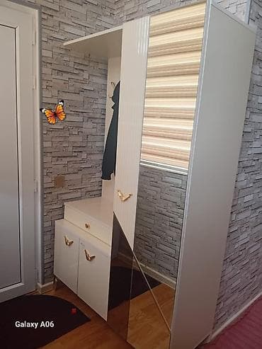 islenmis ev esyalari: 2 двери, С зеркалом, Белый, Другой материал, Купе, Прямой шкаф — 1