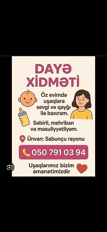 faize pul online: Daya xidməti – uşaqlara sevgi və qayğı ilə baxım - Məkan: öz evim — 1