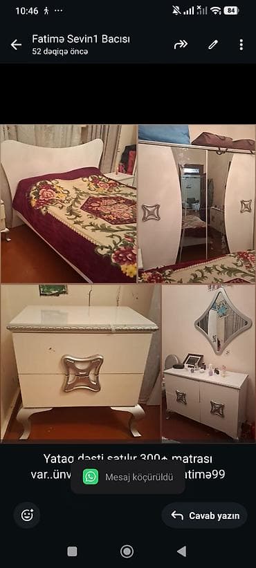 Yataq dəsti satılır 300₼.matrası var. ünvan Yasamal. 8446. Fatimə99