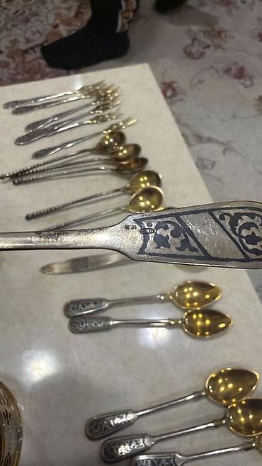 serviz: Çay dəsti, rəng - Gümüşü, Metal, SSRİ — 7