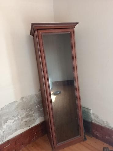 1 qapı, Güzgülü, Qəhvəyi, Taxta, Açılan, Düz dolab