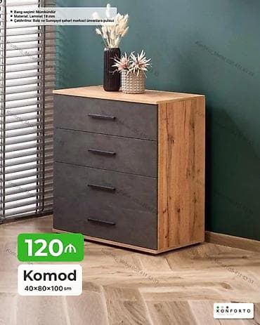 Komod – 4 çekmecəli, müasir dizayn - Ölçü: 40×80×100 sm - Material: 18 — 1