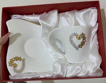 Çay dəsti, rəng - Ağ, Keramika