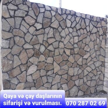 heyet kafelleri: Təbii daşdan hazırlanmış divar üzlüyü, müxtəlif ölçülü və formalı — 10