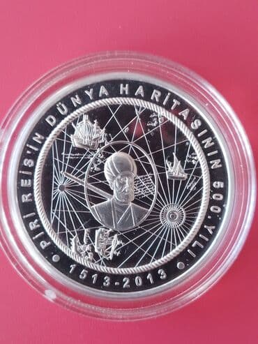 60 min dollar nece manatdir: PİRİ Reısin dünya haritası. 50 lira,2013 il,Ag 925 31,47gr — 1