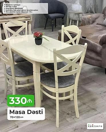 kohnə stul: Məhsul: Masa Dəsti - Ölçü: 70 × 120 sm - Komplekt: 1 masa + 4 stul - — 1
