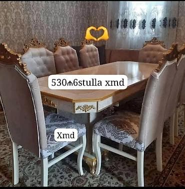 Qonaq otağı üçün, Yeni, Açılmayan, Oval masa, 6 stul