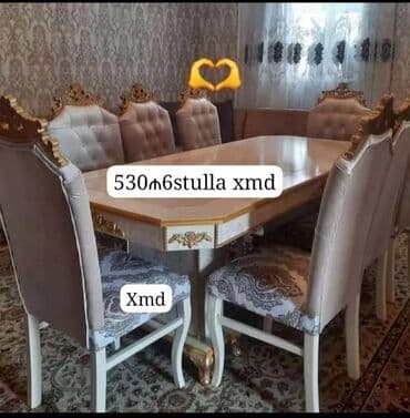 Qonaq otağı üçün, Yeni, Açılmayan, Oval masa, 6 stul