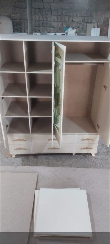 paltar asılqanı taxta: Yeni, 4 qapılı Düz dolab, Dolab-asılqan — 7