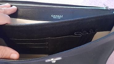Çantalar: CANALI kişi əl çantası – İtaliyada istehsal - Material: təbii dəri — 6