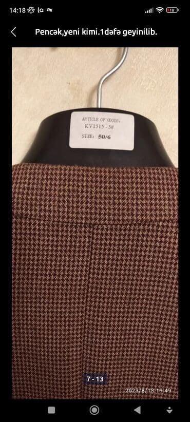 qara pencek: Mustafa Tayat brendinə məxsus, qəhvəyi rəngdə, damalı klassik kişi — 7