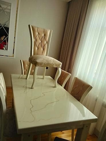ikinci el mebelleri: Qonaq otağı üçün, Açılmayan, Dördbucaq masa, 6 stul — 3
