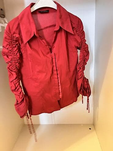 Другая женская одежда: Qadın köynəyi – qırmızı rəng - Model: uzunqol, klassik kəsimli yaxa - — 2