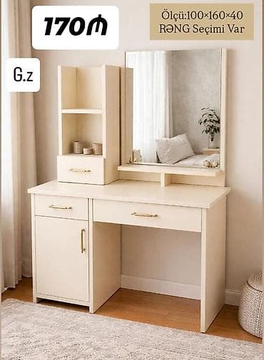 Vizaj/stolüstü güzgülü makiyaj masası - Ölçü: 100×160×40 sm - Rəng lalafo.az -da Vizaj/stolüstü güzgülü makiyaj masası - Ölçü: 100×160×40 sm - Rəng