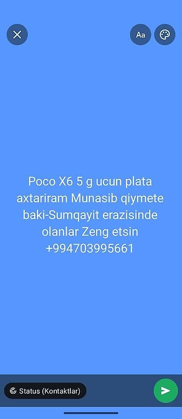 Axtarılır: Poco X6 5G üçün ana plata (mainboard) Tələblər: - Poco X6