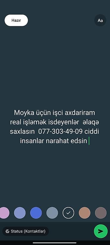 Avtoyuma (moyka) üçün işçi axtarılir ciddi işləmək isdeyenlər əlaqə