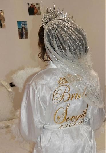 bel sumkasi: Gəlinlər üçün fərdiləşdirilə bilən atlas xalat - Material: parlaq — 5