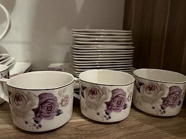 hinduşka əti qiyməti: Çay dəsti, rəng - Ağ, Farfor — 4