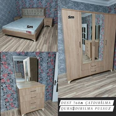 komod üçün döşəkcə: İkinəfərlik çarpayı, 2 tumba, Dolab, Komod, Yeni — 8