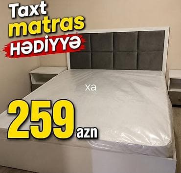 Taxt dəsti – matras hədiyyə! - Ölçü: ikinəfərlik taxt - Rəng: ağ