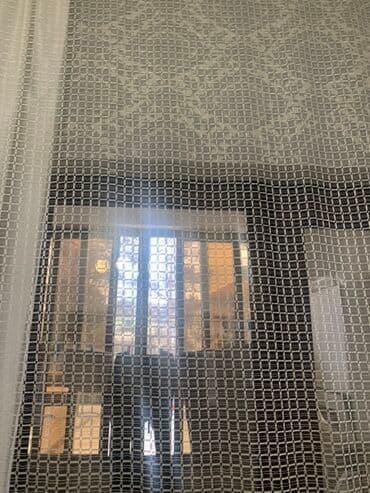 Mesh fakturalı tül pərdə - Rəng: açıq krem/ivori - Material