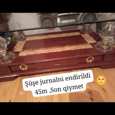 ət çəkən maşın qiyməti: Журнальный стол, Б/у, Нераскладной, Стекло, Прямоугольный стол — 1