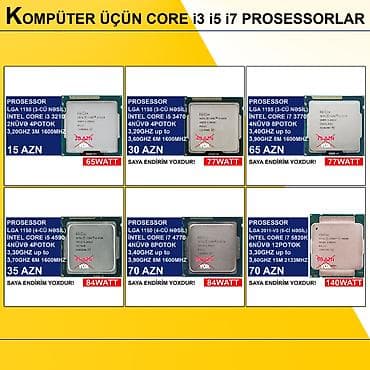 Kompüter üçün Core i3 i5 i7 Prosessorlar ⭐LGA 1156 (1ci nəsil) İntel