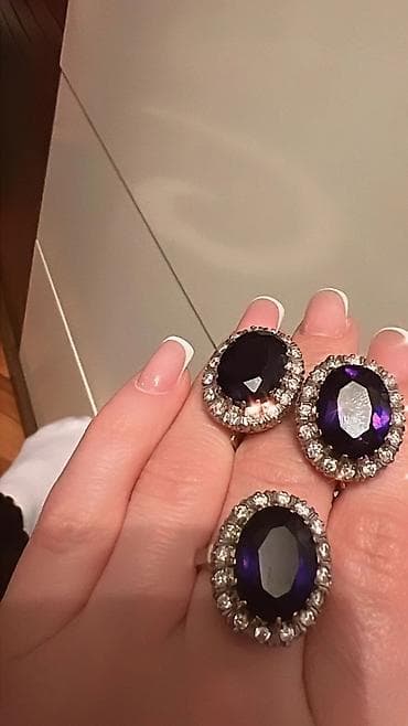 brilliant komplektlər: Qızıl dəstbrilyant qaşlarla 28 qr750 proba az taxılıb — 7