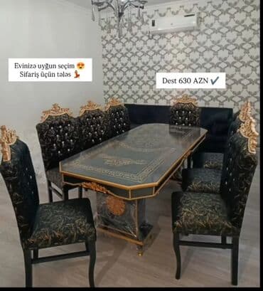 işlənmiş stol stul dəsti sumqayit: Qonaq otağı üçün, Yeni, Açılmayan, Dördbucaq masa, 8 stul — 1