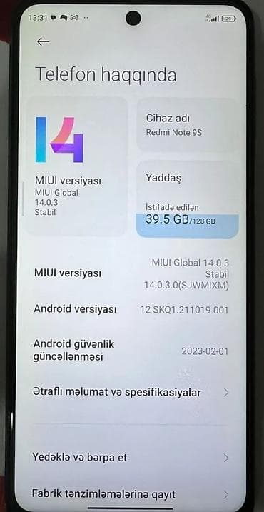 zenit e: Redmi Note 9S, 128 GB, rəng - Göy, Barmaq izi — 1