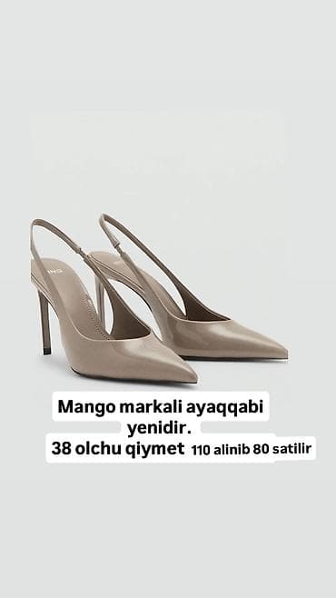 Mango brend qadın ayaqqabısı - Model: slingback, incə uzun burun