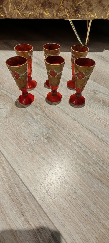 dekorativ qab: Rümkalar, rəng - Qırmızı, Şüşə, 6 ədədli dəst — 1