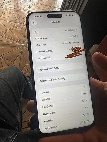 iphone dubay varianti: IPhone 15 Pro Max, 512 GB, Black Titanium, Qırıq — 2