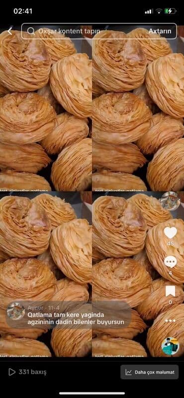 Məhsul: Qatlama (qat-qat xəmirdən hazırlanan şirniyyat) Təsvir: - Tam