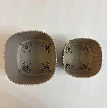 kok saplar: Dekorativ dibçək - Forma: kvadrat (yumşaq künclü) - Rəng: bej - Səth — 3