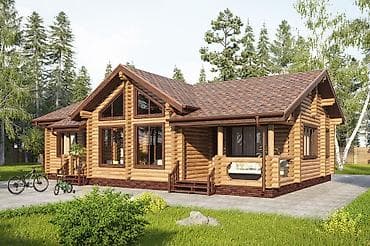 Reklam, çap: Taxta ev layihələri – birmərtəbəli, geniş teraslı Təsvir: - Klassik — 3