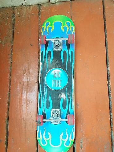 bas gitara: Skateboard – Big Fire dizaynlı - Taxta: “BIG FIRE” loqolu, alov — 1