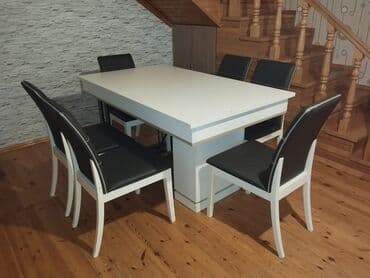 bag stullari: Qonaq otağı üçün, Açılan, Dördbucaq masa, 6 stul — 1