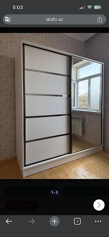 Yeni, 2 qapılı, Güzgülü, Ağ, Digər material, Kupe, Düz dolab — 1