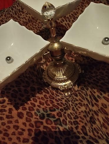 perde aksesuarlari: Üçqablı dekorativ meyvə/şirniyyat vazası - Klassik üslubda masaüstü — 3