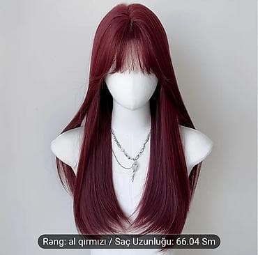 acki sekilleri: Məhsul: Təbii görünüşlü düz kəsimli uclu peruk (qaaşlı/franjlı) — 3