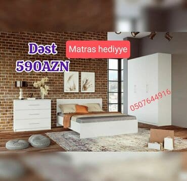 ders masaları: İkinəfərlik çarpayı, Termo, Dolab, 2 tumba, Azərbaycan, Yeni — 2