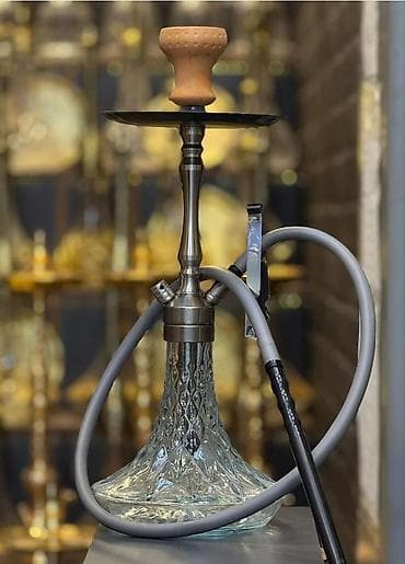 хонча для невесты: Şüşə lüləli nargilə seti - Klassik dizaynlı, şəffaf kəsimli şüşə — 1