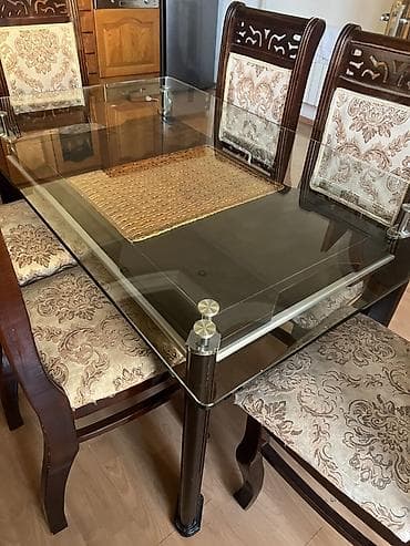 balkon masasi: Mətbəx üçün, Açılmayan, Dördbucaq masa, 6 stul — 4