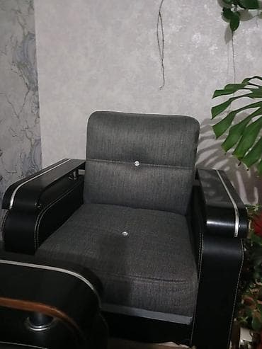 divan kreditle: Qonaq otağı üçün mebel dəsti – divan və iki kreslo - Rəng: tünd boz — 3