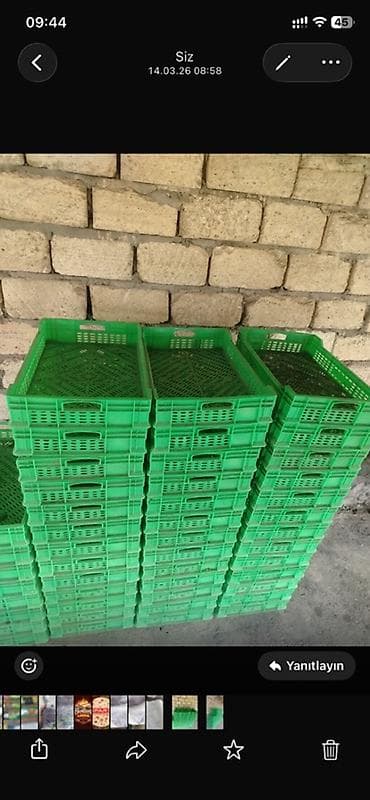 Yaşıl rəngdə olan bu plastik yeşiklər müxtəlif məqsədlər üçün istifadə