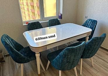 metbex oturacaqlari: Mətbəx üçün, Dördbucaq masa, 6 stul — 1