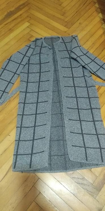 boz kofta: Qadınlar üçün uzun kardiqan - Rəng: boz - Naxış: tünd boz — 1